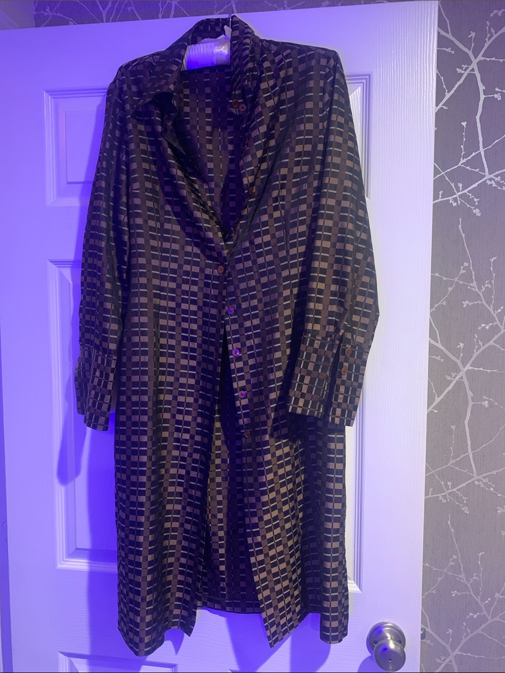 Zara Black and Brown Checked Duster